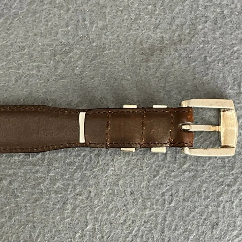 Brown Genuine Leather Golfing Silver Hardware Belt  41.5”- 45.5”
